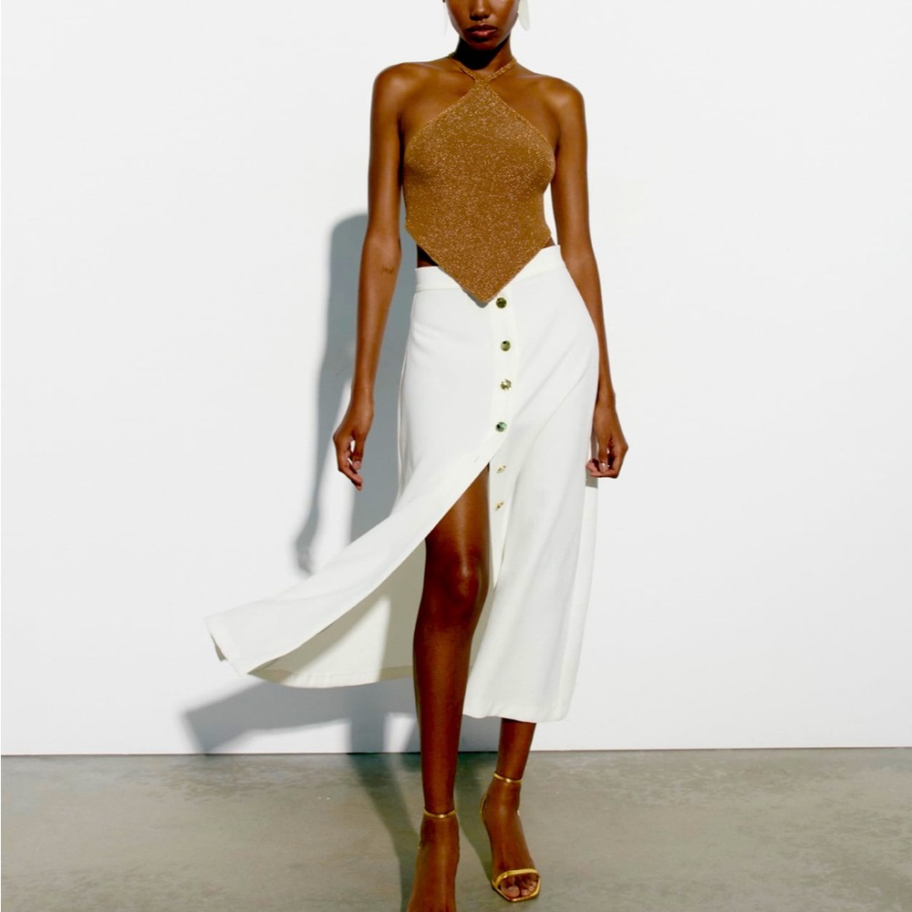 Zara midi linen blend skirt